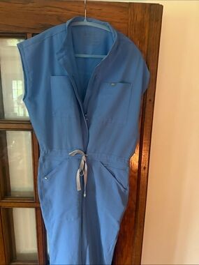 Figs Blue Sleeveless Jumpsuit Romper